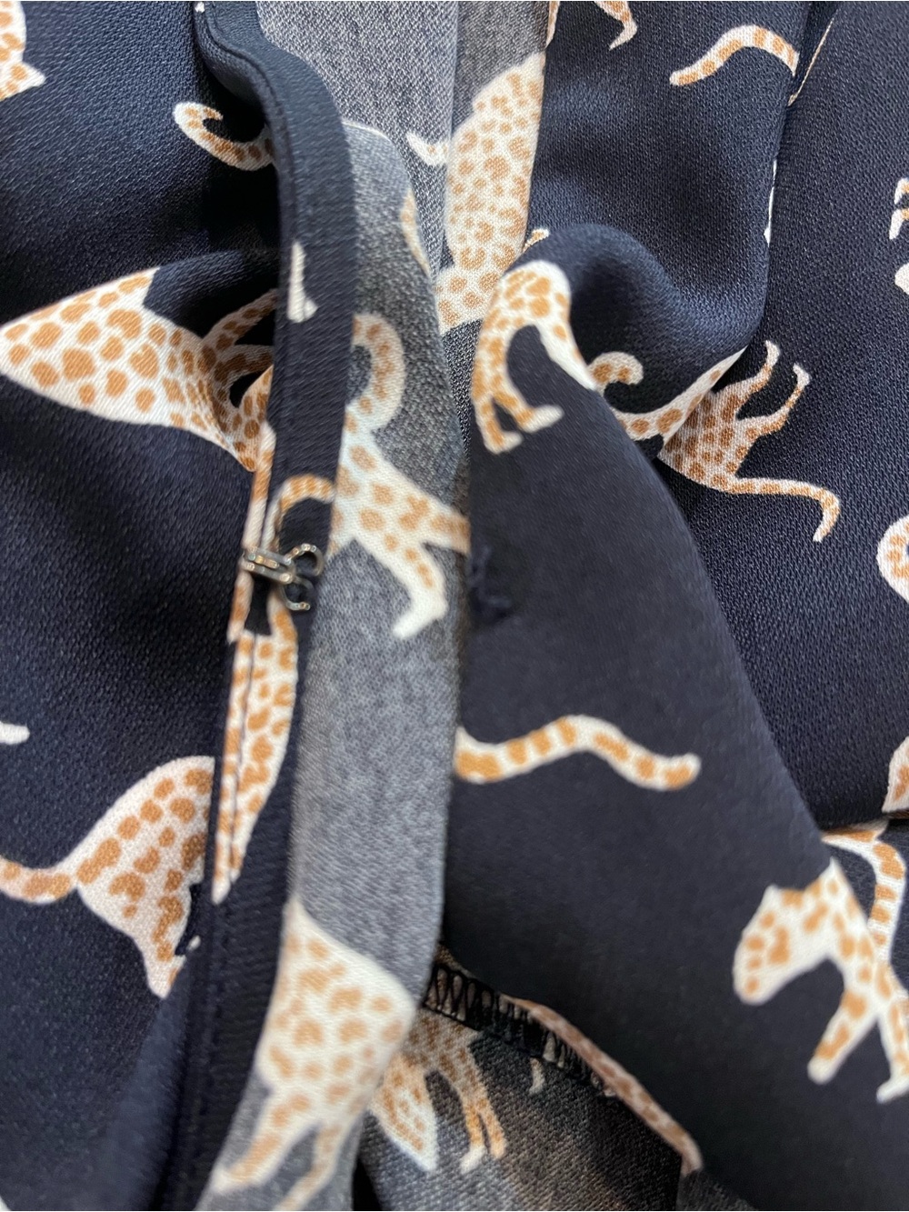J.Crew navy leopard cheetah cat print dress wrap 12 L - Picture 5 of 5